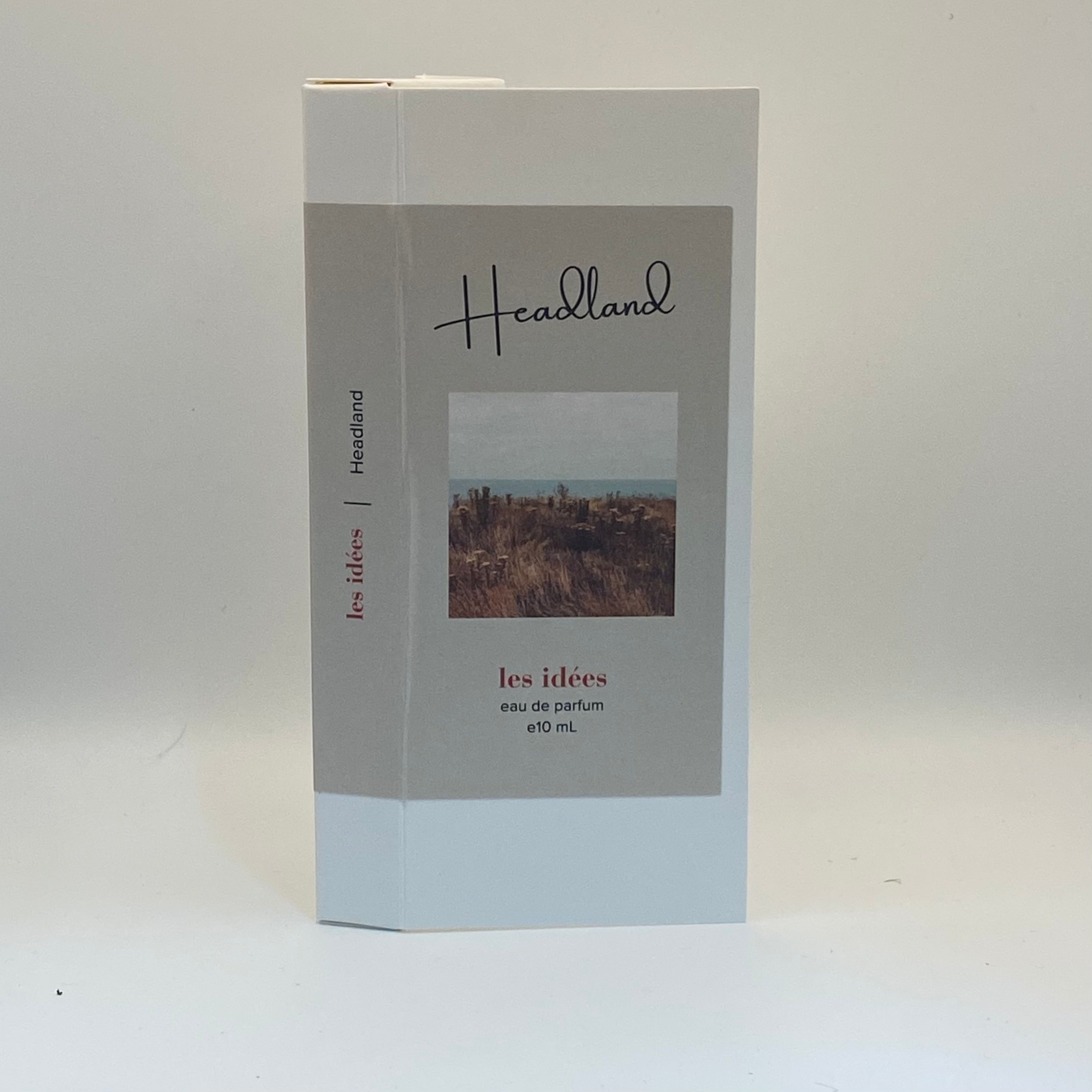 Headland perfume box with a scenic image on a white background