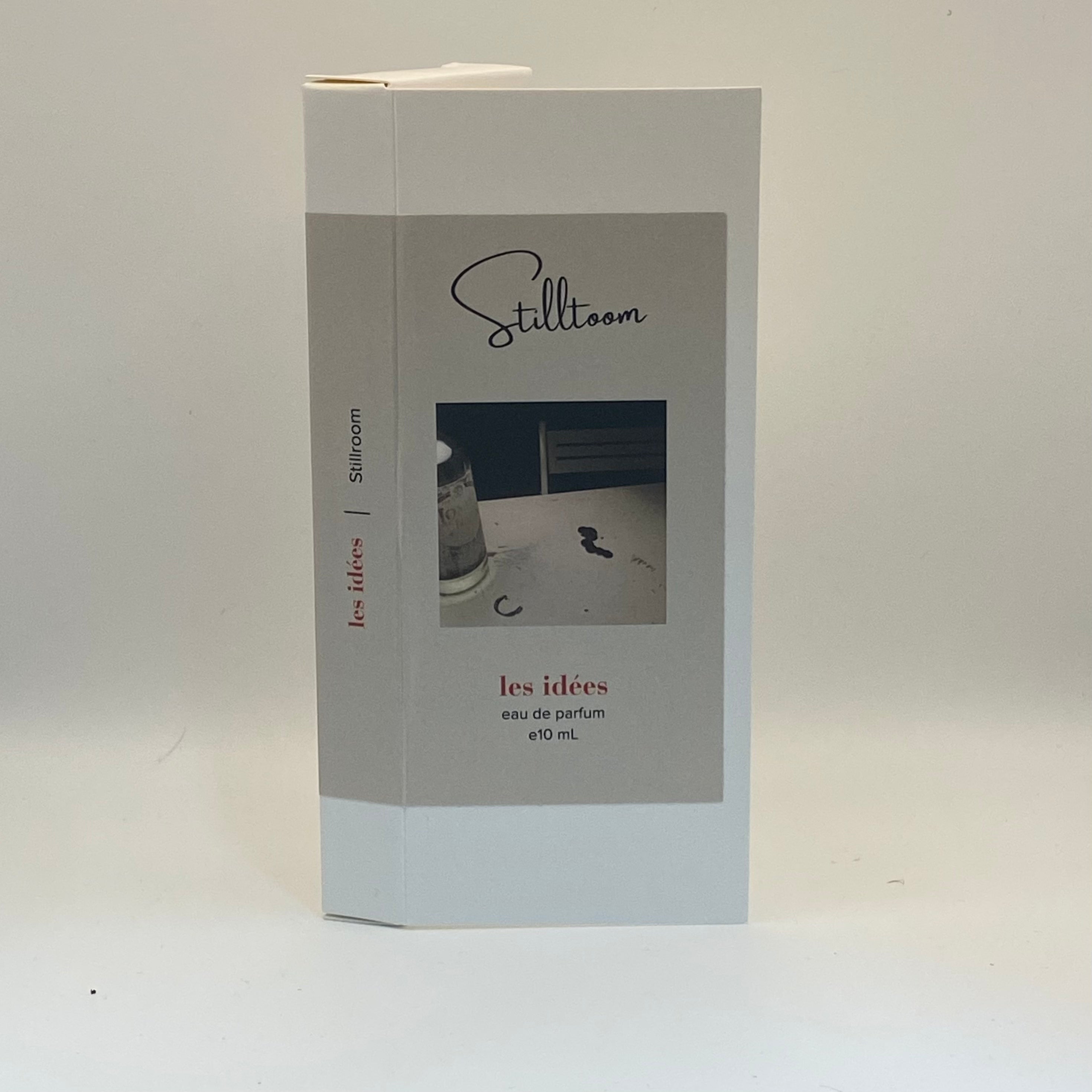 Stiltoom perfume box with 'les idees' text on a white background